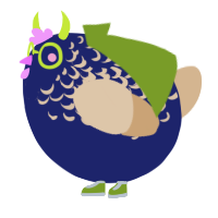 A navy and beige chicken with a half-lace pattern