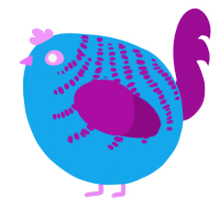 A sky and plum chicken with a half-bar pattern