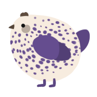 A cream and overcast chicken with a speckle pattern