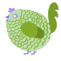 A gluppy and chartreuse chicken with a lace pattern
