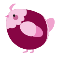 A maroon and pink chicken with a head pattern