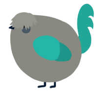 A ash and turquoise chicken