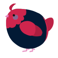 A tumblr and crimson chicken with a head pattern
