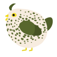 A cream and olive chicken with a speckle pattern