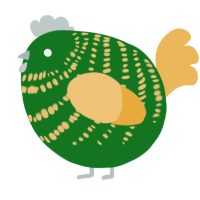 A leaf and honey chicken with a bar pattern