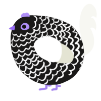 A sable and white chicken with a lace pattern