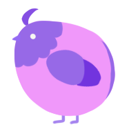 A lavender and blurple chicken with a head pattern