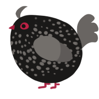 A sable and grey chicken with a speckle pattern