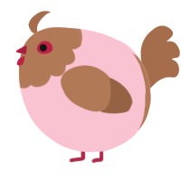 A rose and brown chicken with a head pattern