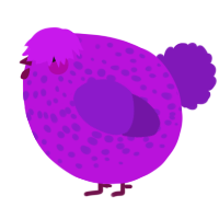 A amethyst and violet chicken with a speckle pattern