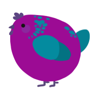 A plum and sea chicken with a neck-speckle pattern