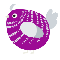 A plum and mist chicken with a bar pattern
