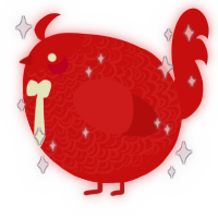 A red chicken with a double-lace pattern