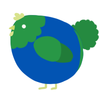 A ultramarine and viridian chicken with a head pattern