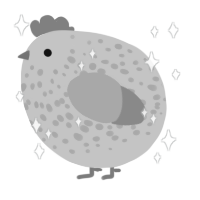 A silver and blurple chicken with a speckle pattern