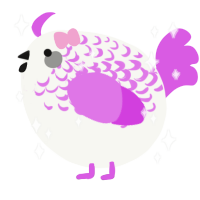 A white and orchid chicken with a half-lace pattern