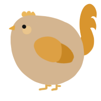 A beige and orange chicken