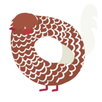 A russet and white chicken with a lace pattern