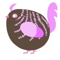 A bark and lavender chicken with a half-bar pattern