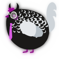 A sable and mist chicken with a half-lace pattern
