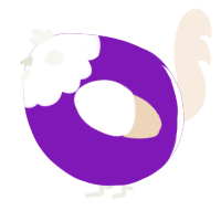 A violet and cream chicken with a head pattern