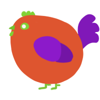 A vermilion and violet chicken