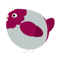 A silver and maroon chicken with a head pattern