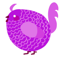 A amethyst and orchid chicken with a lace pattern