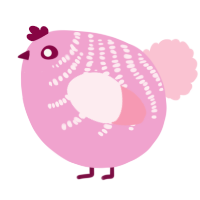 A pink and rose chicken with a half-bar pattern
