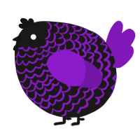 A sable and violet chicken with a lace pattern