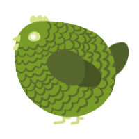 A chartreuse and olive chicken with a lace pattern