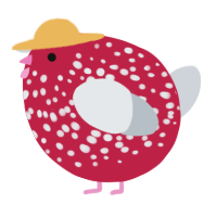 A crimson and mist chicken with a speckle pattern