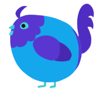 A sky and indigo chicken with a head pattern