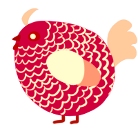 A fuchsia and rose chicken with a lace pattern