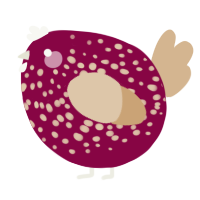 A maroon and beige chicken with a speckle pattern