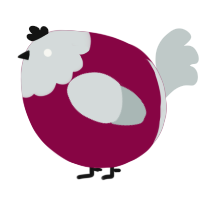 A maroon and silver chicken with a head pattern