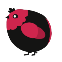 A black and crimson chicken with a head pattern