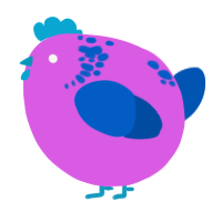 A orchid and ultramarine chicken with a neck-speckle pattern