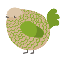 A beige and chartreuse chicken with a lace pattern