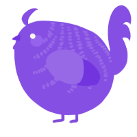 A blurple chicken with a half-bar pattern