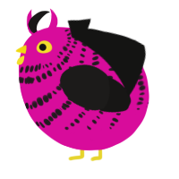 A fuchsia and sable chicken with a bar pattern
