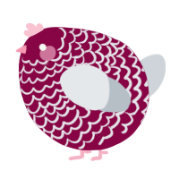 A maroon and mist chicken with a lace pattern