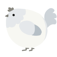 A white and mist chicken with a head pattern