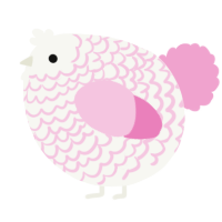 A white and pink chicken with a lace pattern