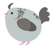 A silver and grey chicken with a neck-speckle pattern