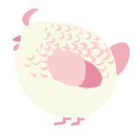 A white and pink chicken with a half-lace pattern