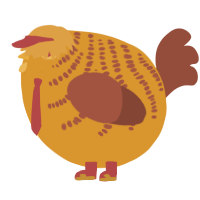 A orange and russet chicken with a half-bar pattern