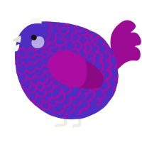 A indigo and plum chicken with a lace pattern
