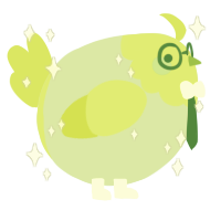 A gluppy and lime chicken with a head pattern