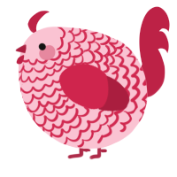 A rose and crimson chicken with a lace pattern